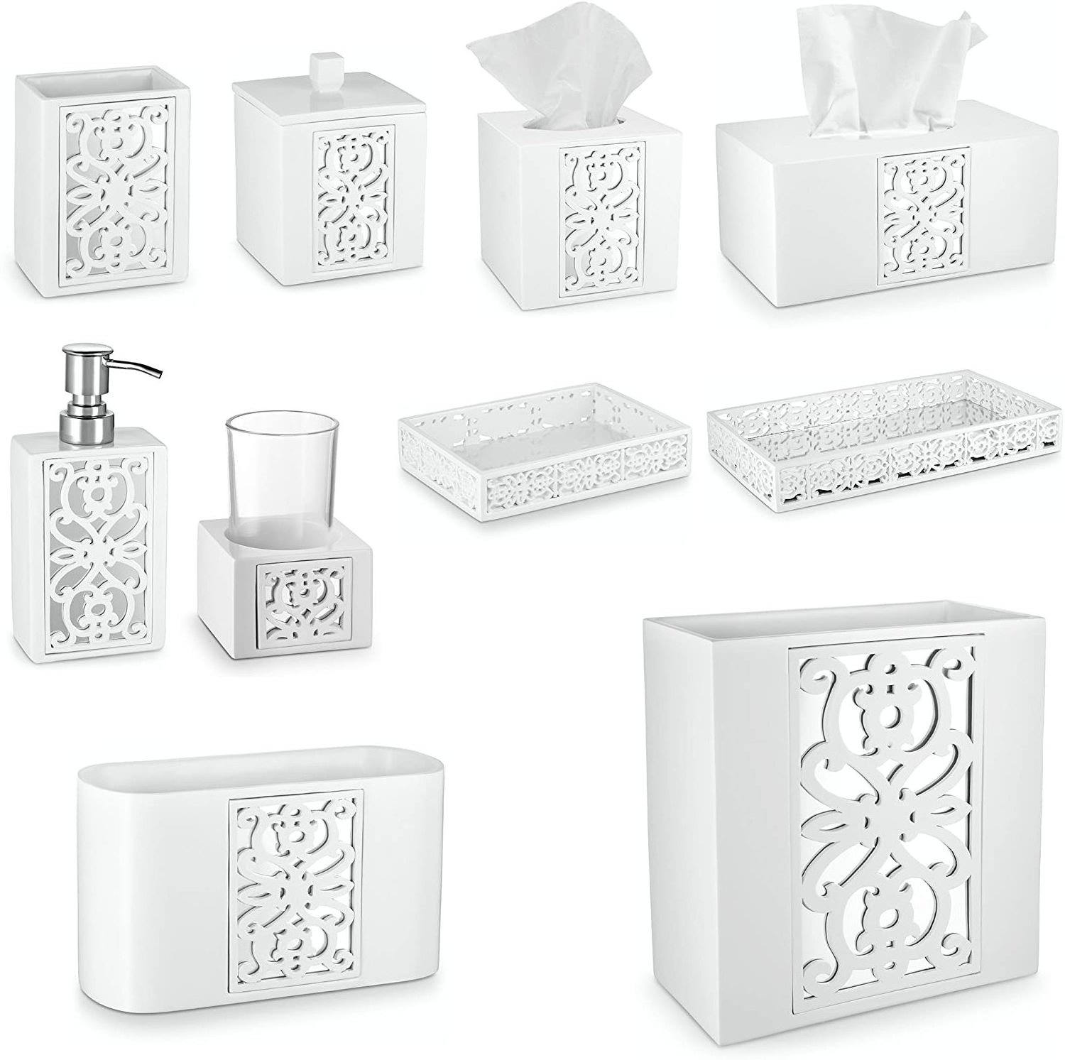 Acrylic Bathroom Accessories Set 6 Piece Bath Set Collection Features Soap Dispenser Toothbrush Holder Tumbler Soap Dispenser