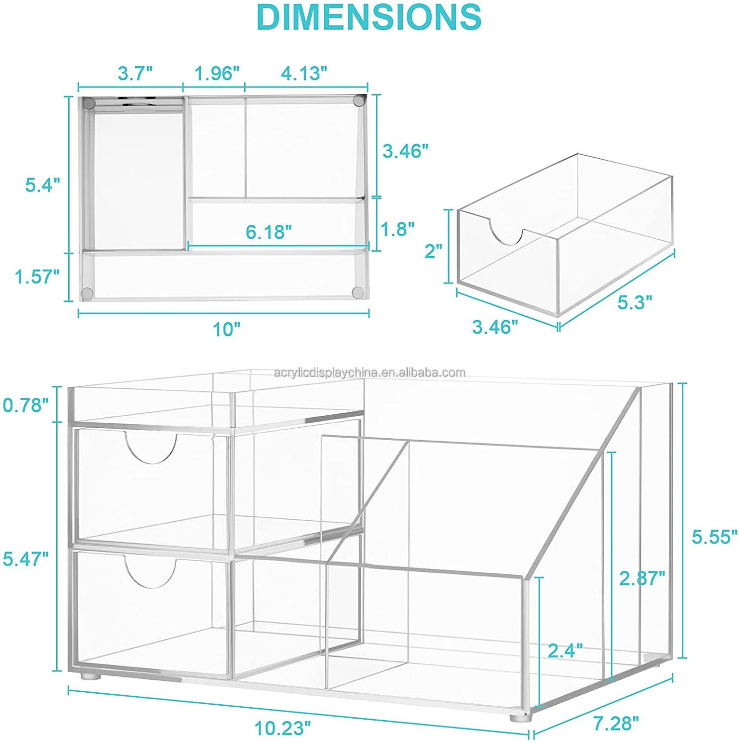 3 Layers Clear Acrylic Pen Holder Stationery Storage Brush Case Desktop Pencil Cup Organizer Display Rack