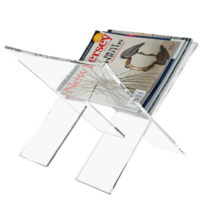 Acrylic custom Lucite Magazine Rack Put A4 books allowing the rack to be stored flat and small