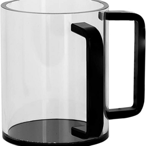 Judaica Place Lucite Hand Washing Cup for Netilat Yadayim, Dual Handle Wash Cup for the Jewish Ritual - Black and Clear