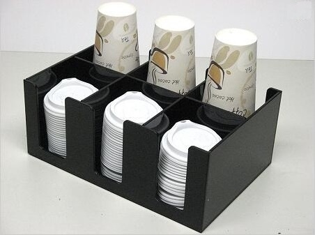 Yageli China factory wholesale black glossy spinning acrylic plastic paper coffee cup dispenser with lid holder