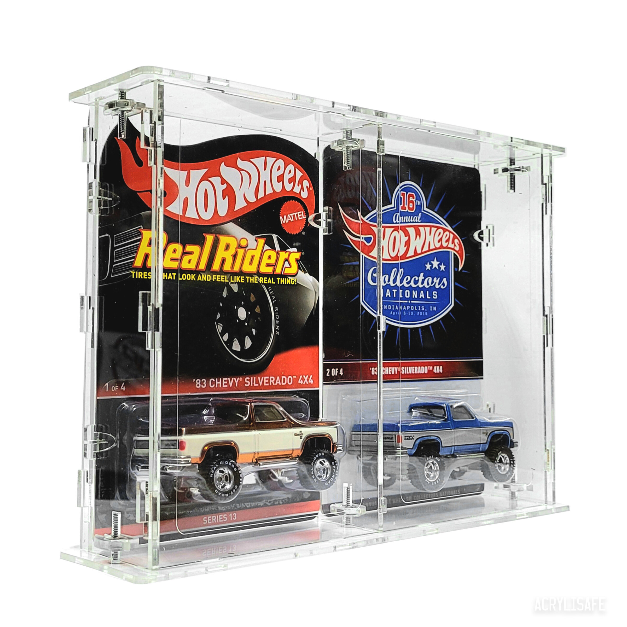 Factory transparent single acrylic hot wheels carded display stand case with sliding open