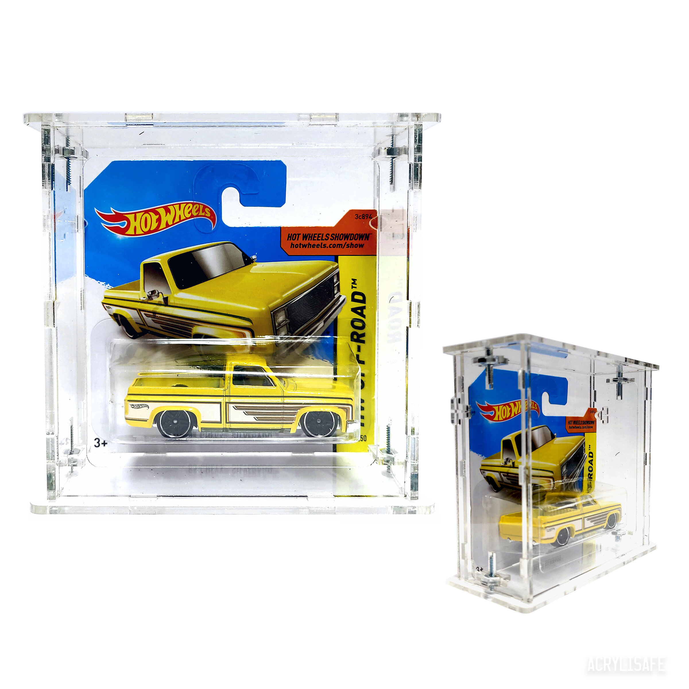 Factory transparent single acrylic hot wheels carded display stand case with sliding open