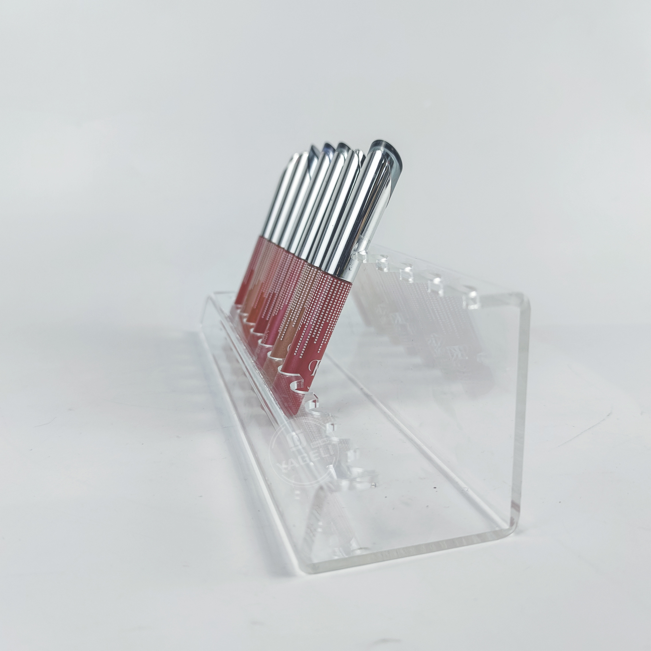 Yageli China new transparent clear acrylic lipstick lip gloss makeup brush pen holder display stand for retail stores