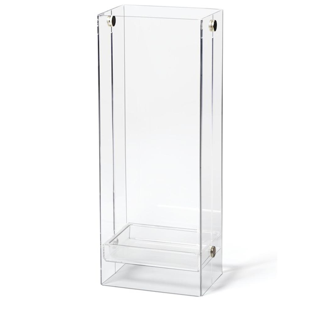 New arrival custom 93% transparency clear acrylic modern tall umbrella holder with a flat tray