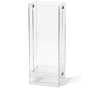 New arrival custom 93% transparency clear acrylic modern tall umbrella holder with a flat tray