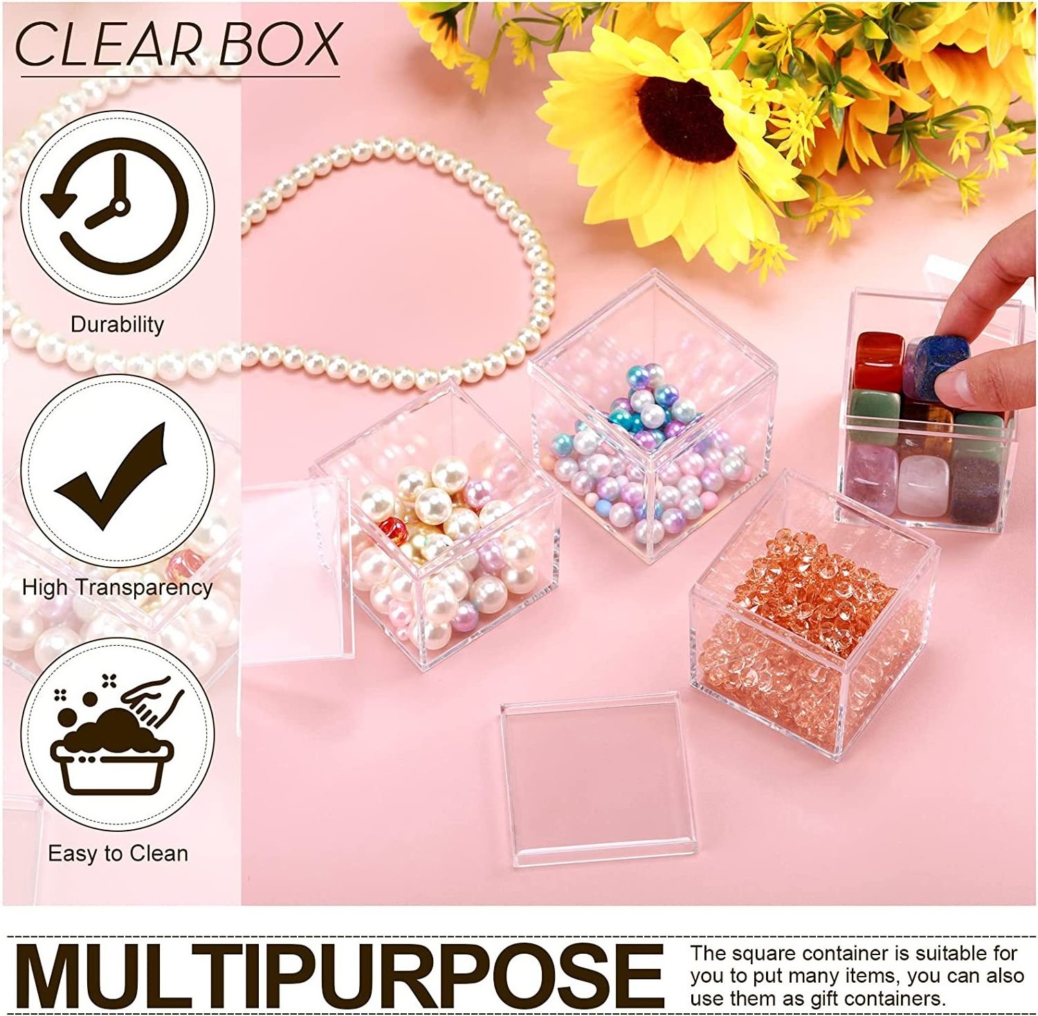 On sale Square Wedding Acrylic Storage Cube Mini Candy Favor Clear Acrylic Box With Lid