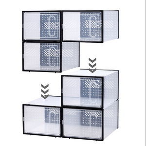 Wholesale Custom Clear  Plastic Stackable Shoes Boxes Pack Boxes For Shoe Storage