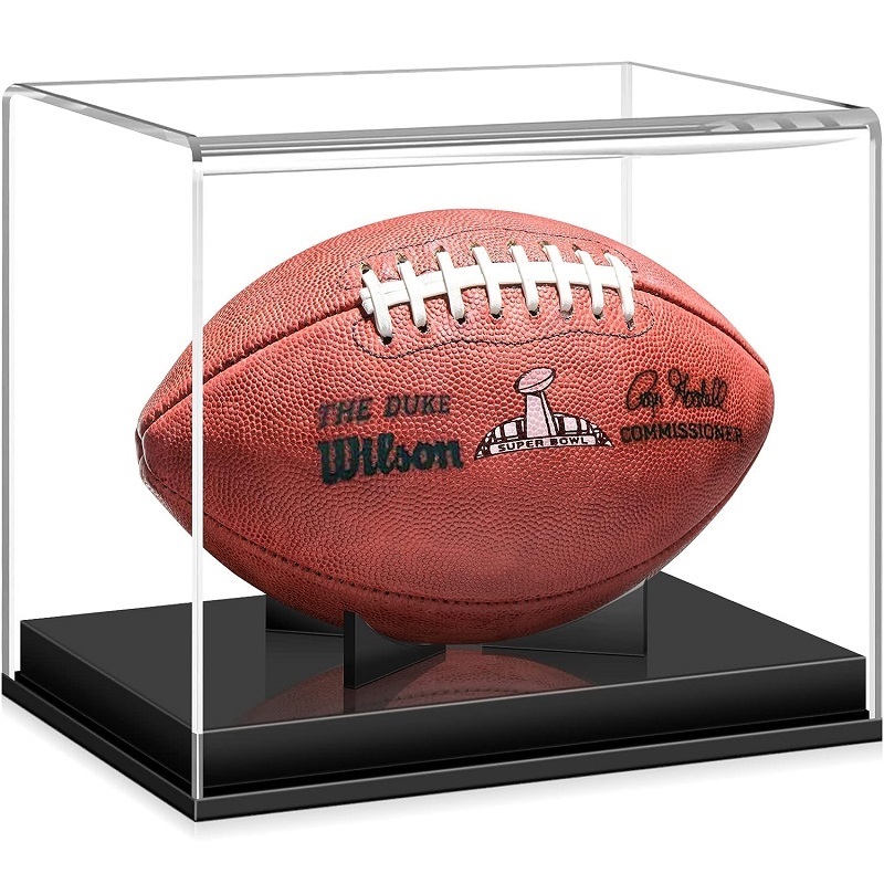 Removable Interior Football Display Stand Memorabilia Full Size Football Display Cases with Black Base