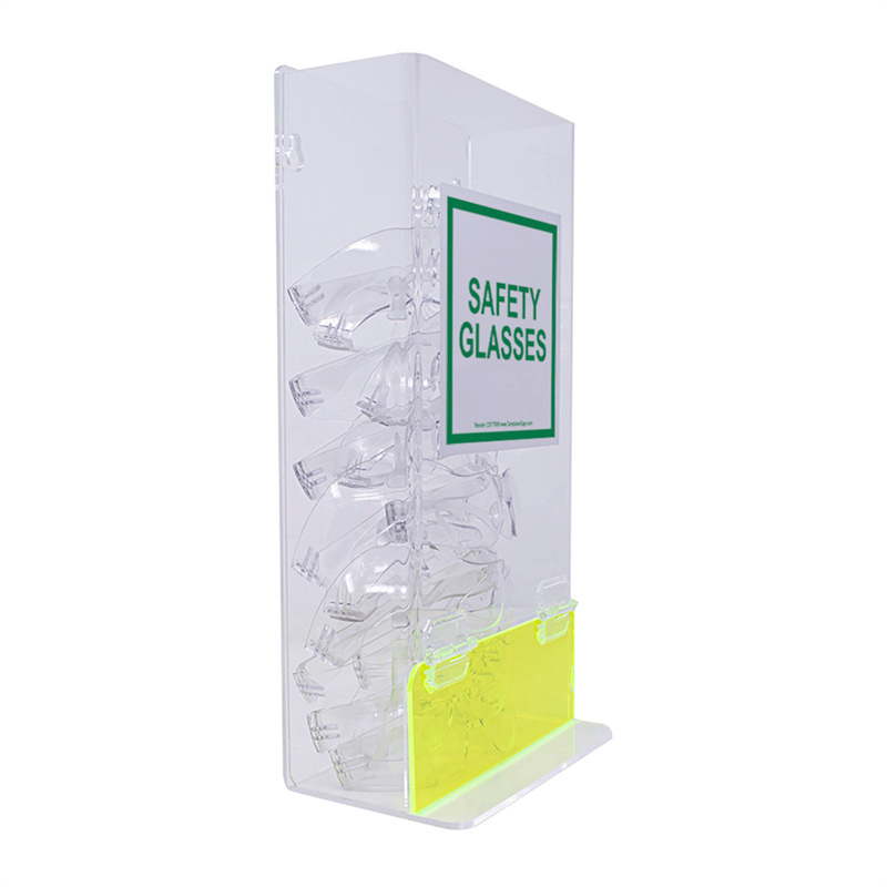 Clear Stand or Wall Safety Glasses Dispenser Acrylic Holder for Industrial and Dental Lab Setting