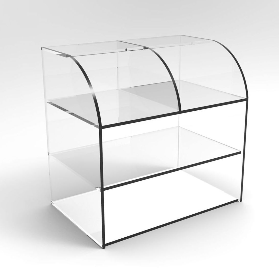 Fashion custom  clear  3 tiered acrylic display case display box with lock wholesale