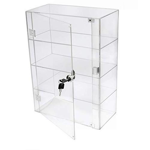 Fashion custom  clear  3 tiered acrylic display case display box with lock wholesale