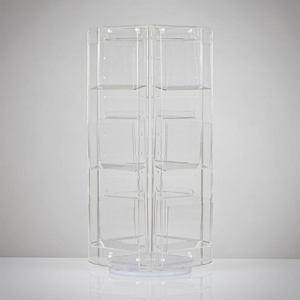 Clear Acrylic Counter Top 360 Rotating Greeting Card Display Spinner Stand Rack