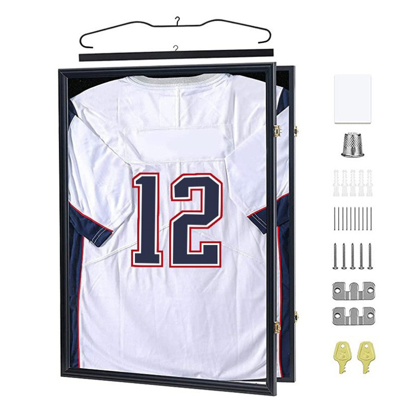 Custom Wall Mount Luxury Clear Acrylic Collection Jersey Display Frame Case with Hanger Accessories