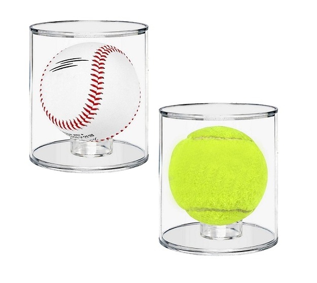 Yageli manufacturer wholesale custom clear round acrylic display case for sport memorabilia baseball with ring holder