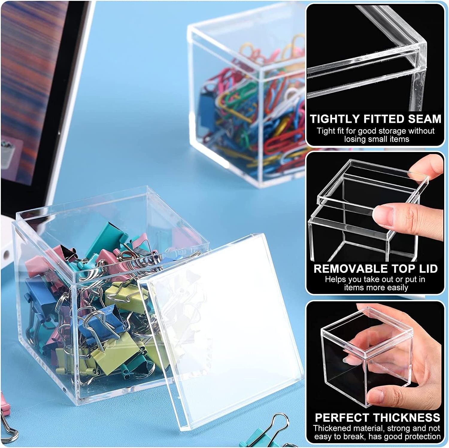 On sale Square Wedding Acrylic Storage Cube Mini Candy Favor Clear Acrylic Box With Lid