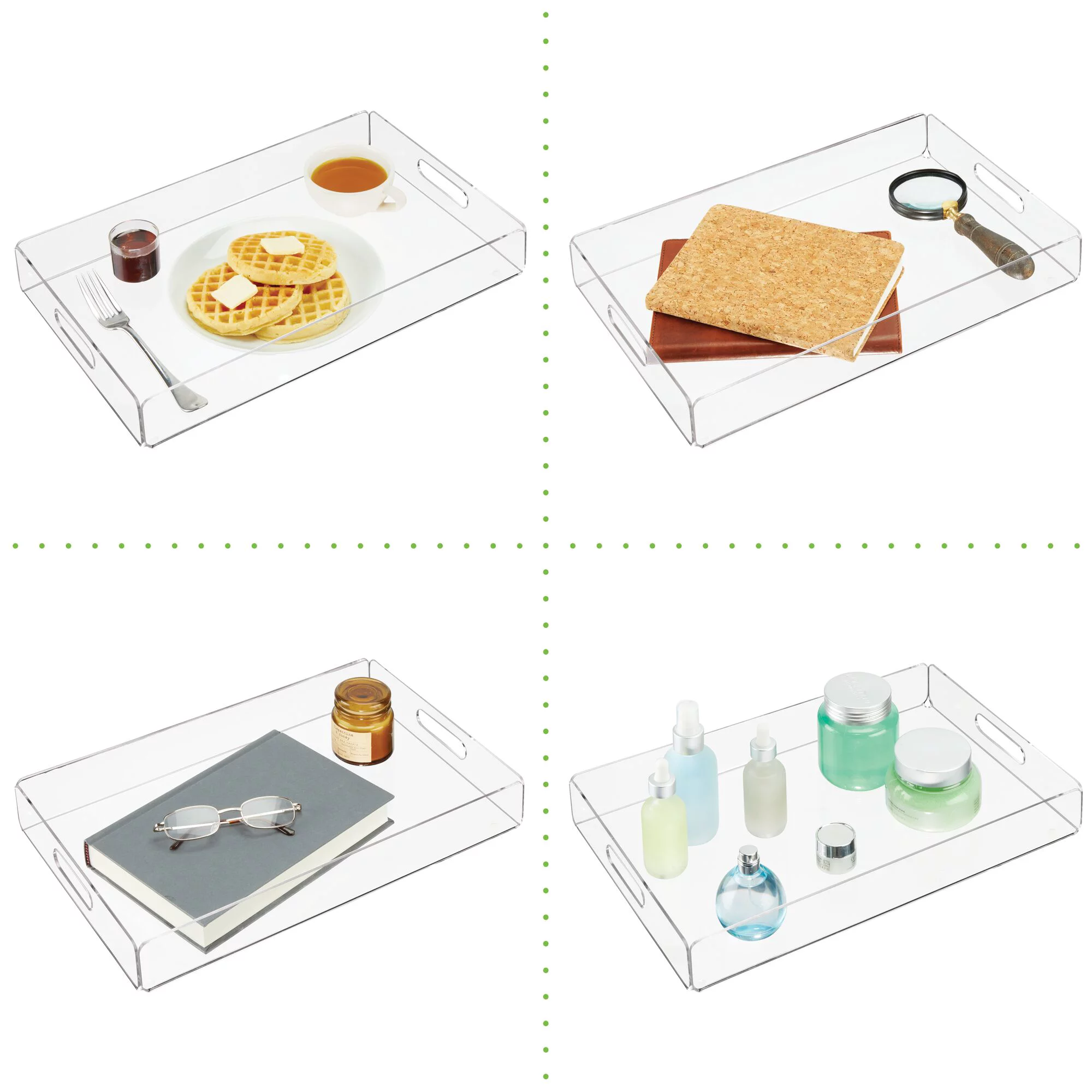 Factory   Custom   Rectangular  Transparent  Edible Acrylic  Serving Tray with Handles