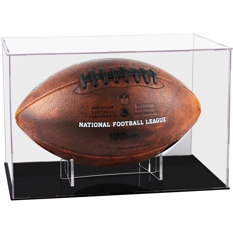 Removable Interior Football Display Stand Memorabilia Full Size Football Display Cases with Black Base