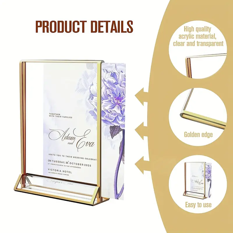 Factory  Custom  Acrylic Sign Holder  Wedding Table Numbers  Holder  Vertical Photo Stand For Centerpieces