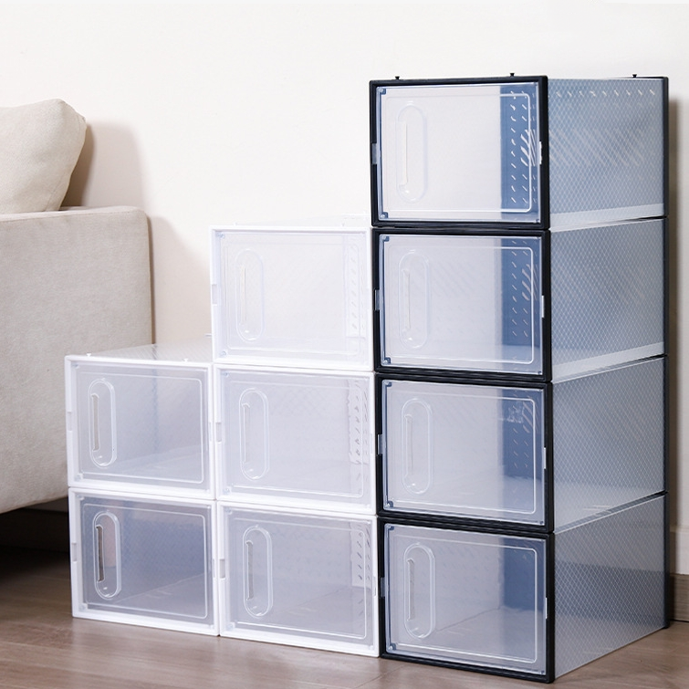 Wholesale Custom Clear  Plastic Stackable Shoes Boxes Pack Boxes For Shoe Storage