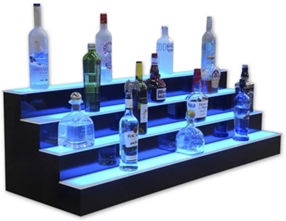 Yageli Led Acrylic wall Mounted Wine Racks 4 Ft LED Lighted Liquor Bottle Display Shelf  LED Bar beer Shelves for Liquor