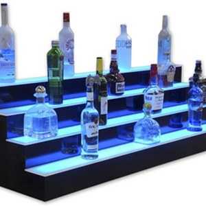 Yageli Led Acrylic wall Mounted Wine Racks 4 Ft LED Lighted Liquor Bottle Display Shelf  LED Bar beer Shelves for Liquor