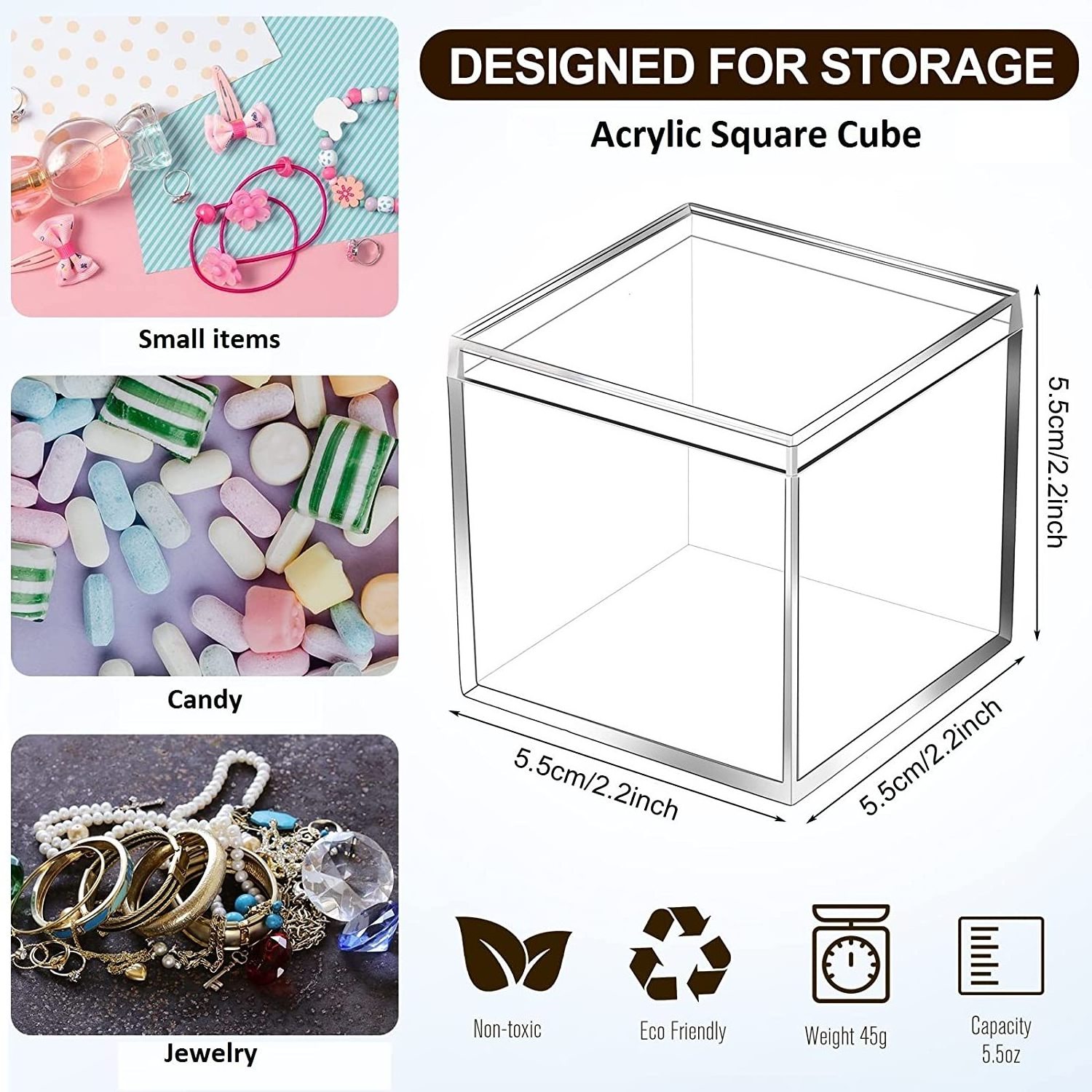 On sale Square Wedding Acrylic Storage Cube Mini Candy Favor Clear Acrylic Box With Lid