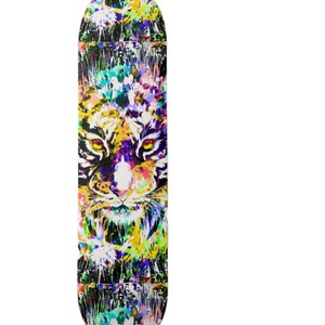 Factory  Custom Colourful  Acrylic Beautiful Tiger Skateboard Wall Mount Display  Water Marbling Paint Skateboard