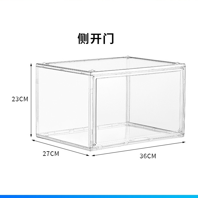 Wholesales  Custom Clear  Plastic Stackable  Shoe Boxes Space Saving Foldable Shoe  Rack Shoe Cubby for Closet