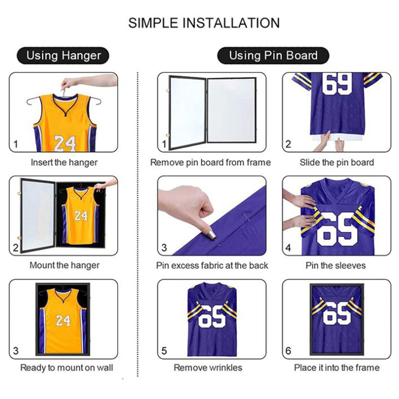 Custom Wall Mount Luxury Clear Acrylic Collection Jersey Display Frame Case with Hanger Accessories