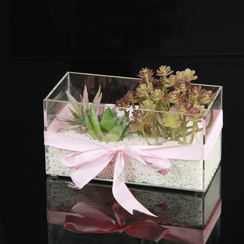 Customized plexiglass planter box clear acrylic tabletop 5 sided flower pot holder box wholesale