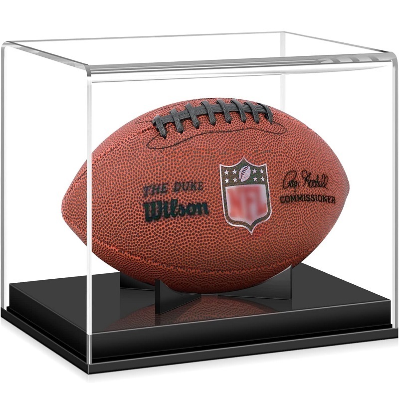 Removable Interior Football Display Stand Memorabilia Full Size Football Display Cases with Black Base