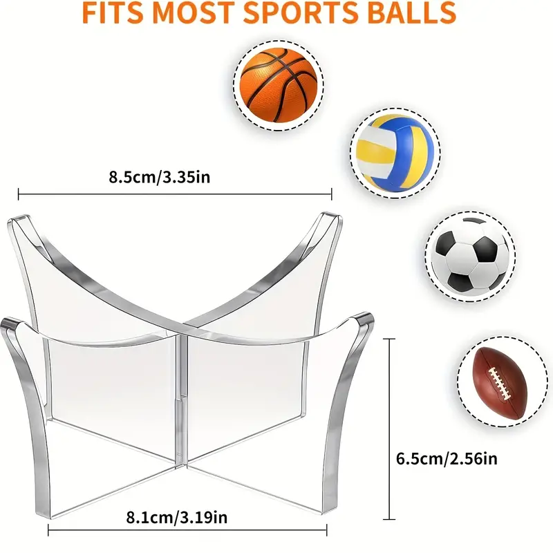 Yageli  Custom Transparent  3pcs  Acrylic Sports Ball Display Stand  Trophy and Memorabilia Storage Rack