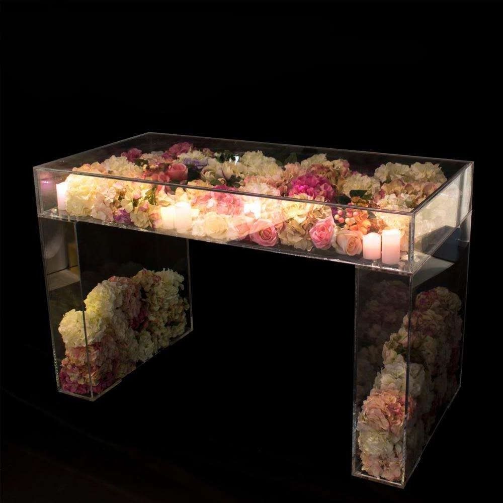 clear acrylic wedding cake table plexiglass ghost table