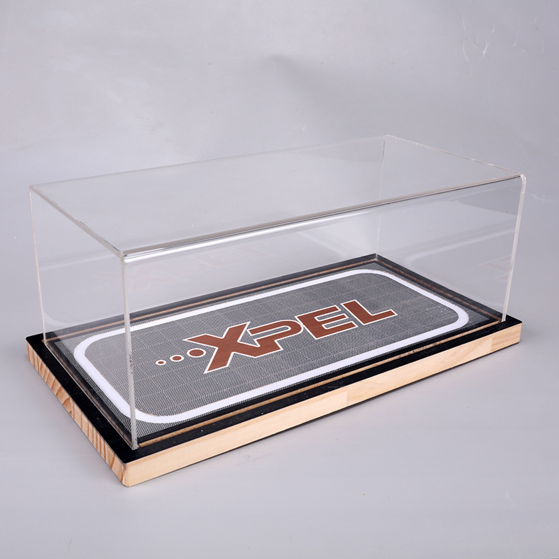 1/18 Scale Diecast Display Cases With Wood Base, Changeable Graphic And Led Lighting Model Car Display Case 1/18