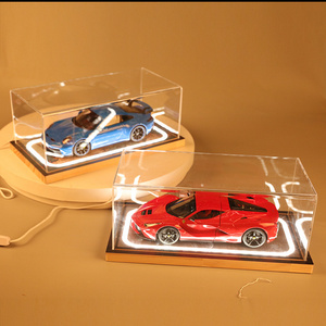 1/18 Scale Diecast Display Cases With Wood Base, Changeable Graphic And Led Lighting Model Car Display Case 1/18