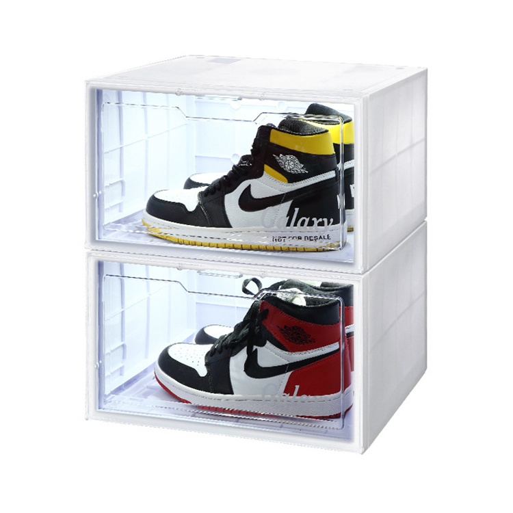 Sales shoe box acrylic high assembled acrylic shoe box For dustproof in the collection With led lights