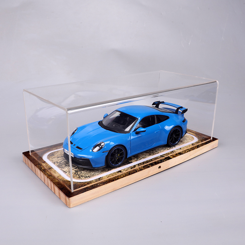 1/18 Scale Diecast Display Cases With Wood Base, Changeable Graphic And Led Lighting Model Car Display Case 1/18