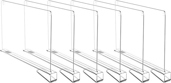 Clear Acrylic Shelf Dividers for Closet Shelf Organizer of Bedroom Kitchen Office Bathroom Organizer