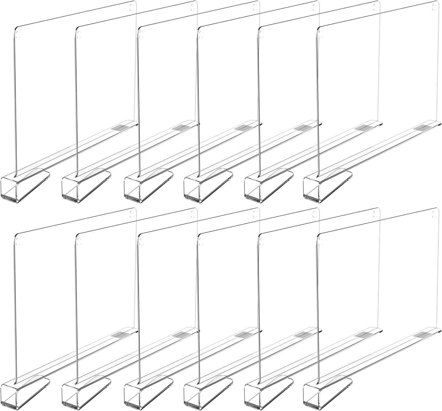 Clear Acrylic Shelf Dividers for Closet Shelf Organizer of Bedroom Kitchen Office Bathroom Organizer