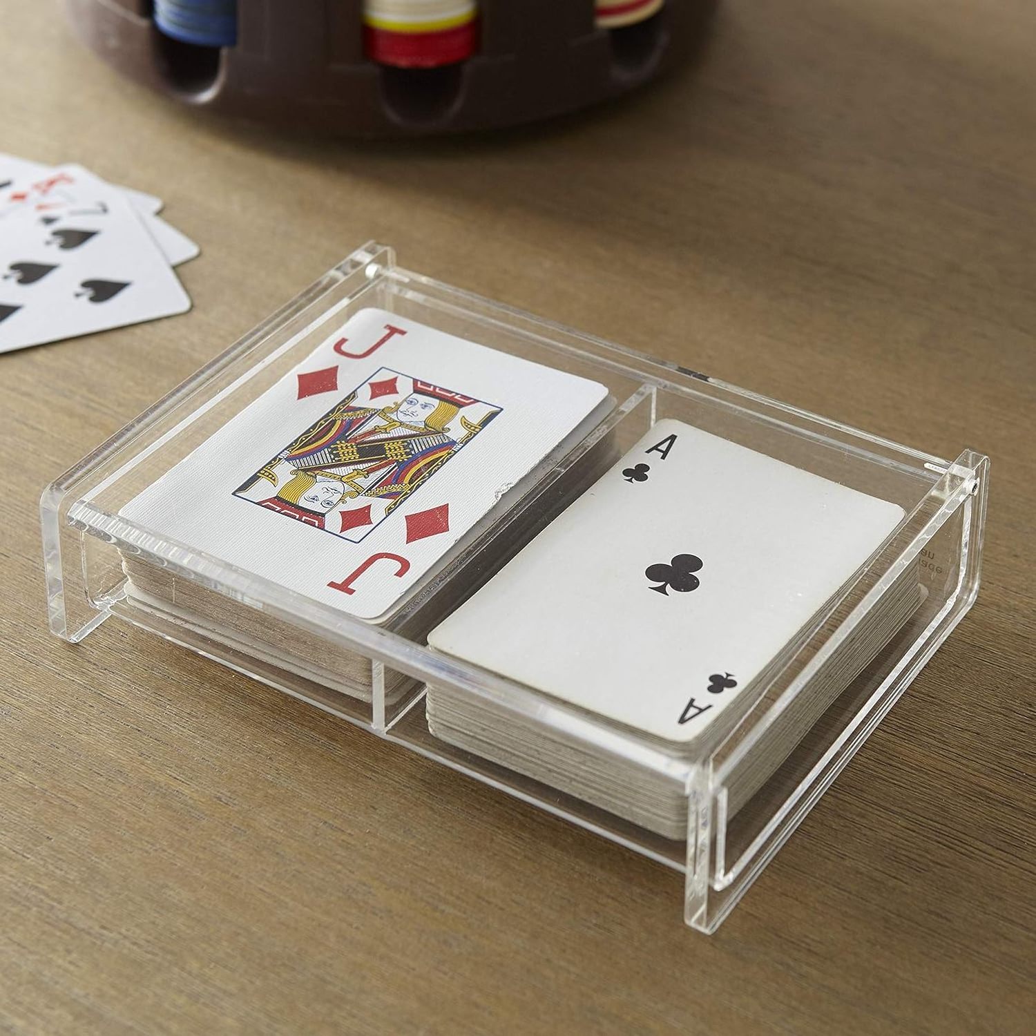 Clear Acrylic Twin Playing Card Case Acrylic Cards Protection Display Case Booster Box With Lid