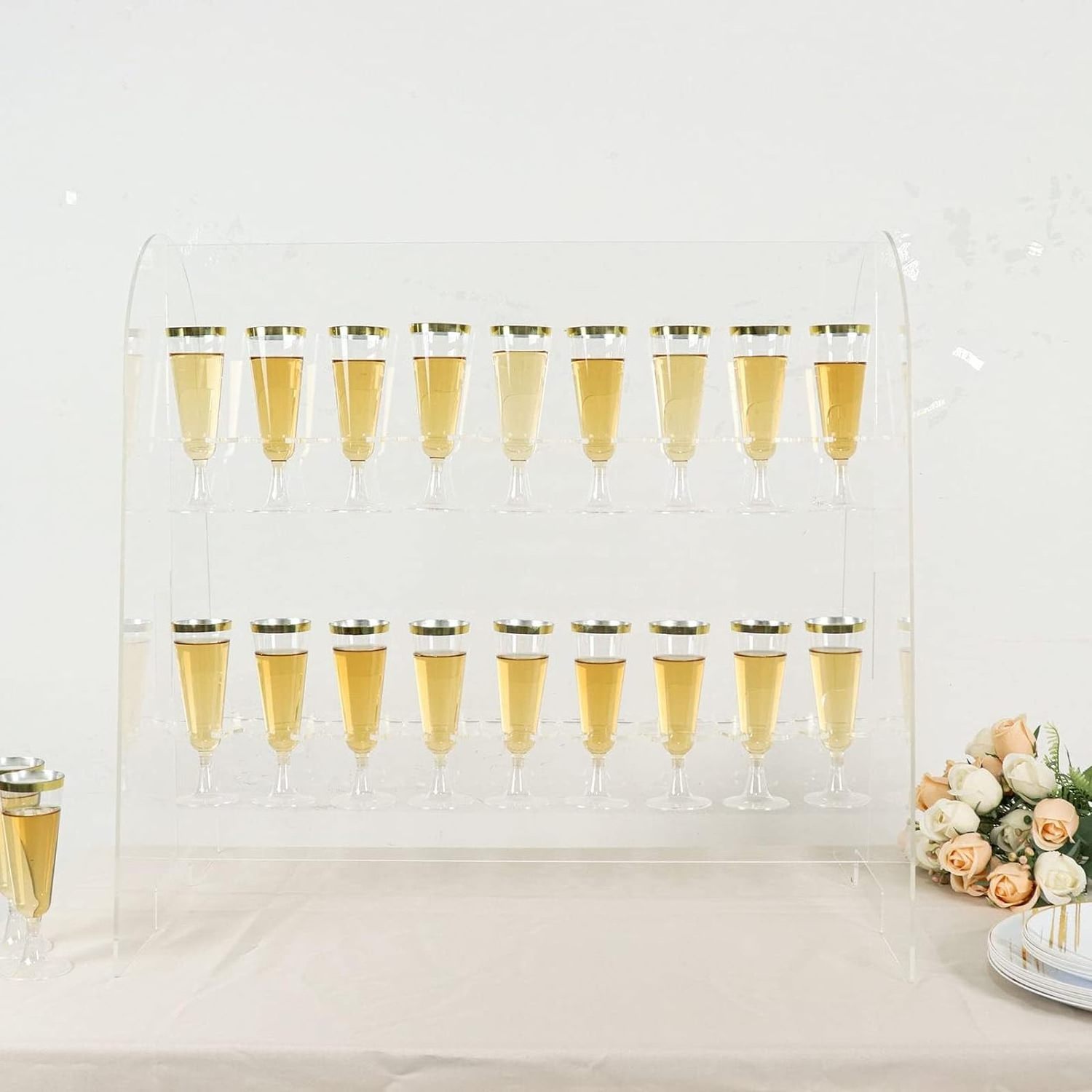 Customized Acrylic Champagne Display Rack Wall Perspex For Wedding Party Decor