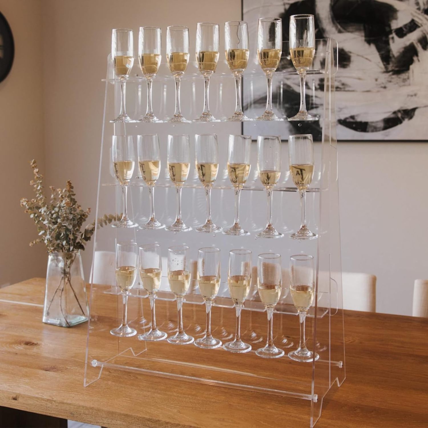 Customized Acrylic Champagne Display Rack Wall Perspex For Wedding Party Decor