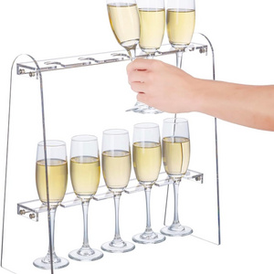 Customized Acrylic Champagne Display Rack Wall Perspex For Wedding Party Decor