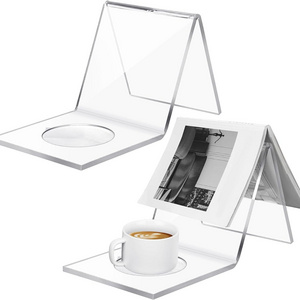 Hot SellingClear Book Triangle Stand And Cup Holder Rack  Acrylic Book Stand Custom