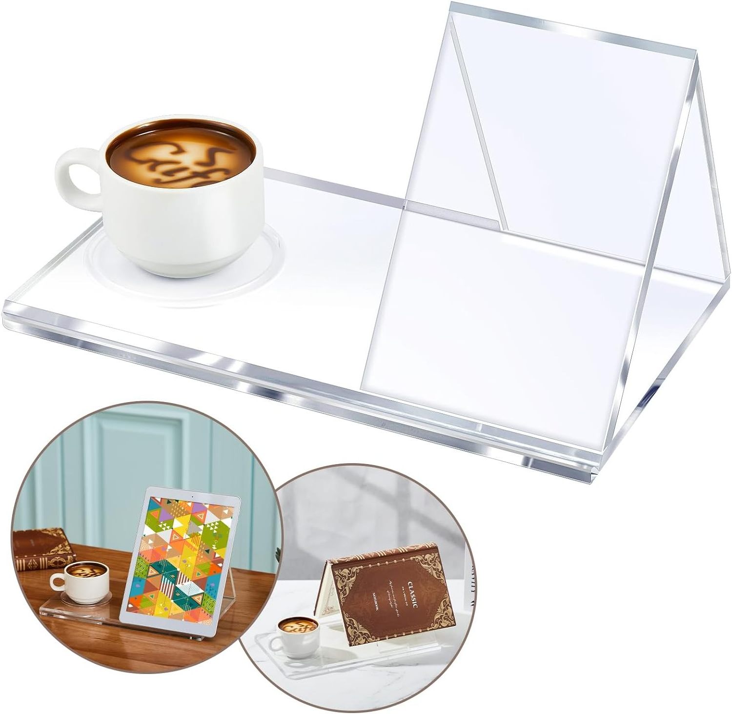 Hot SellingClear Book Triangle Stand And Cup Holder Rack  Acrylic Book Stand Custom