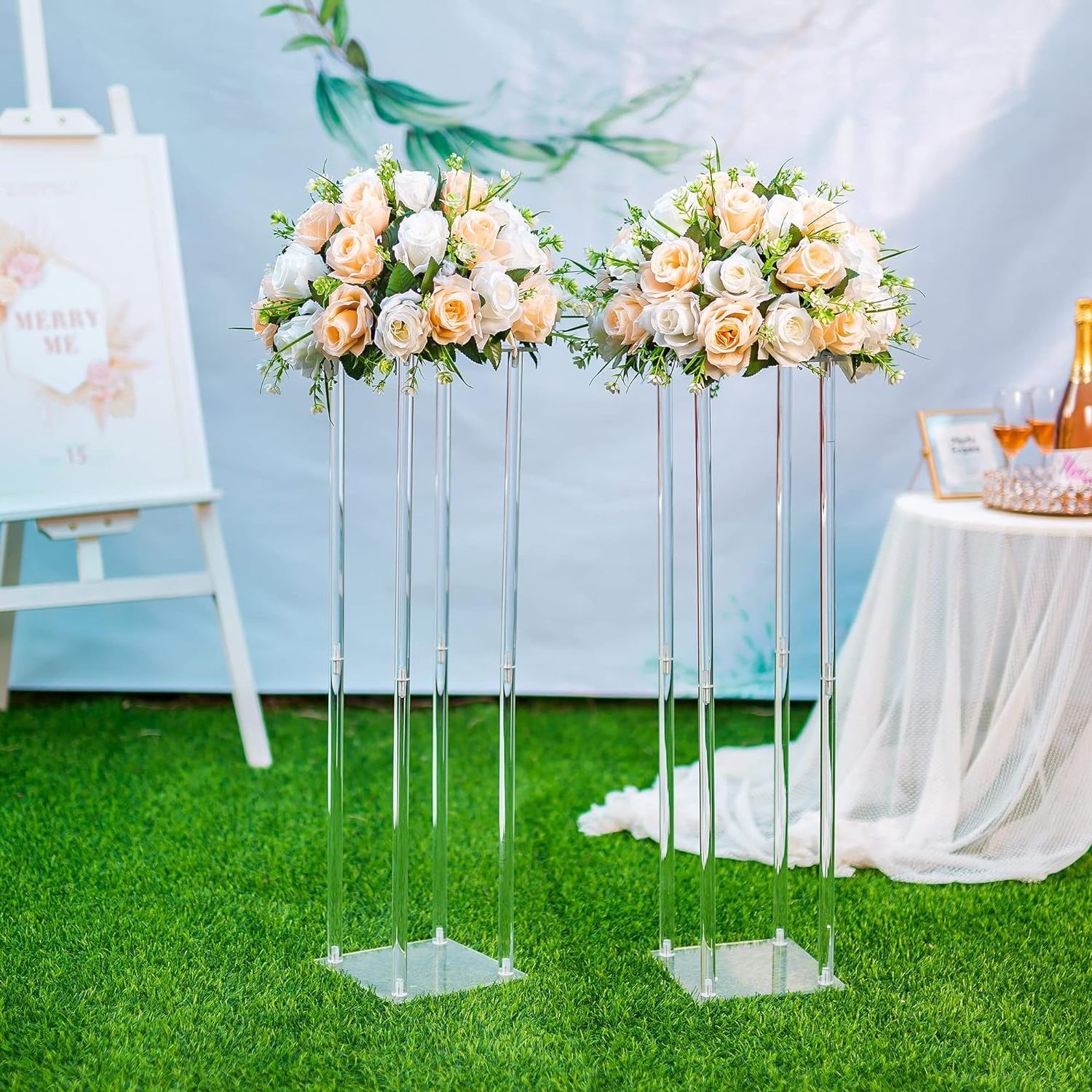 Clear Modern Rectangular Tall Stand Elegant Acrylic Wedding Centerpiece for Tables Flower