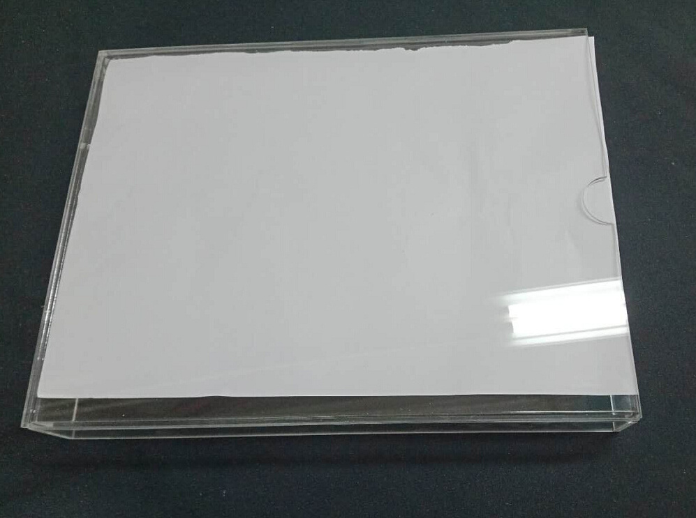 Factory Custom Clear Acrylic serving Tray With Paper Insert On Bottom With Handles