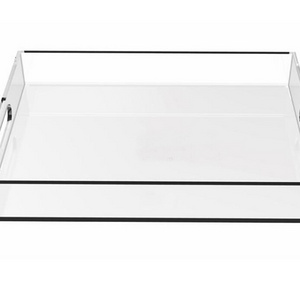 Factory Custom Clear Acrylic serving Tray With Paper Insert On Bottom With Handles