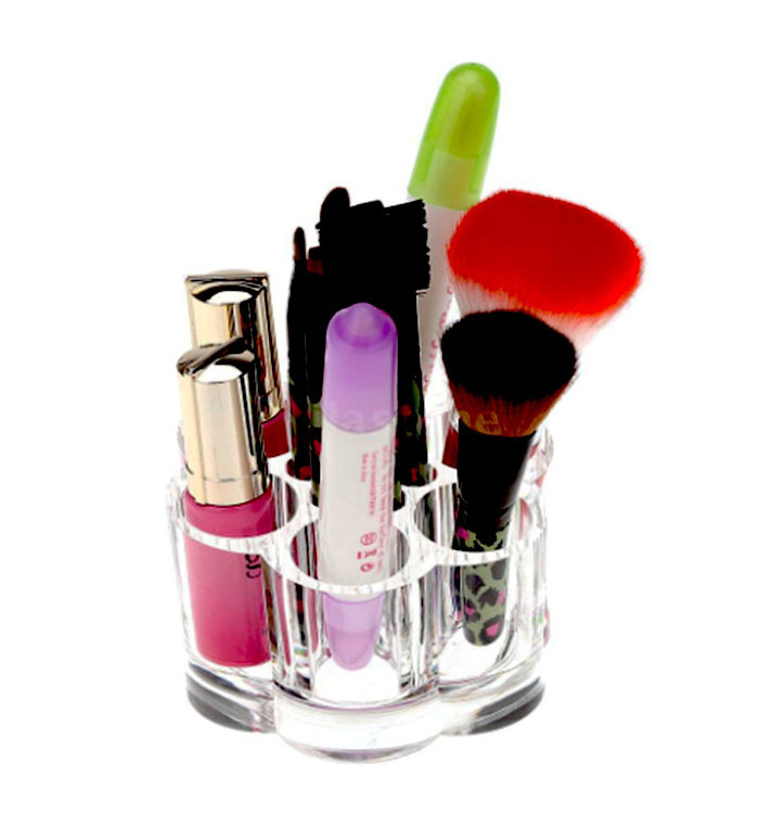 Acrylic Clear Makeup Cosmetic Brush Lipstick Stand Display Organizer Box Case